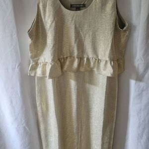 Kate & Mallory Gold Ruffle Midi Dress